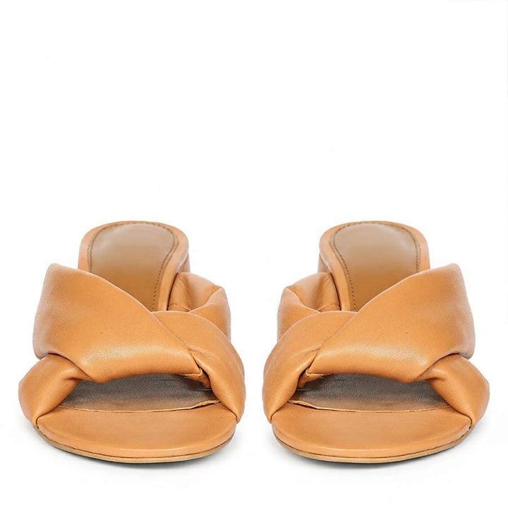 Saint Athena Tan Glove Leather Block Heels