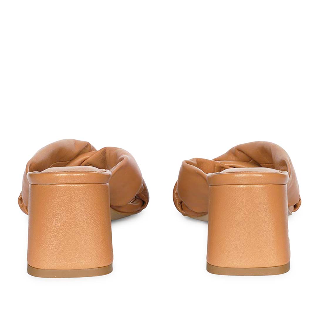 Saint Athena Tan Glove Leather Block Heels