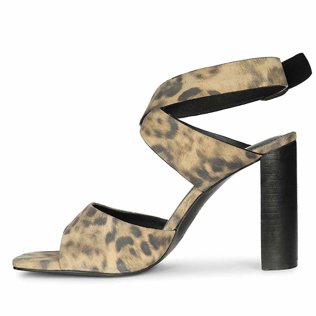 Saint Maelle Leopard Suede Leather Heels