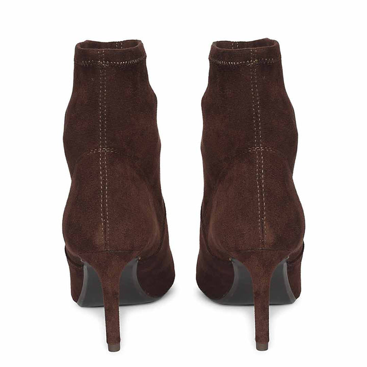 Saint Jemima Brown Stretch Suede Kitten Heel Ankle Boots