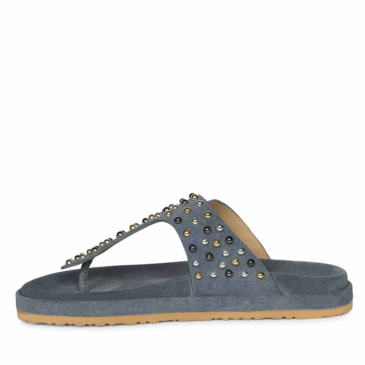 Saint Roma Studded Blue Footbed Sandals