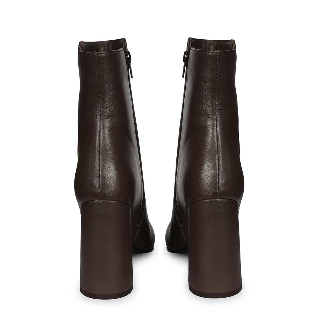 Saint Fia Brown Leather Block Heel Boots