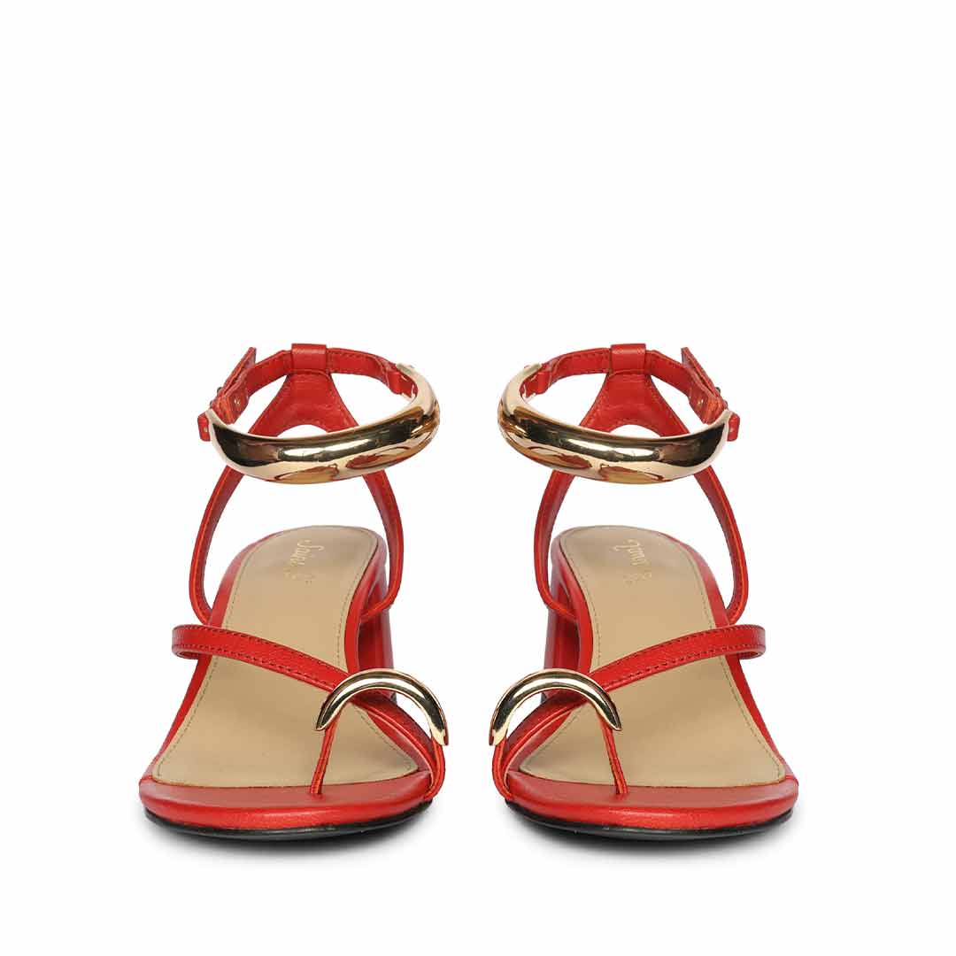 Saint Harlow Gold Trim Gojiberry Leather Block Heel
