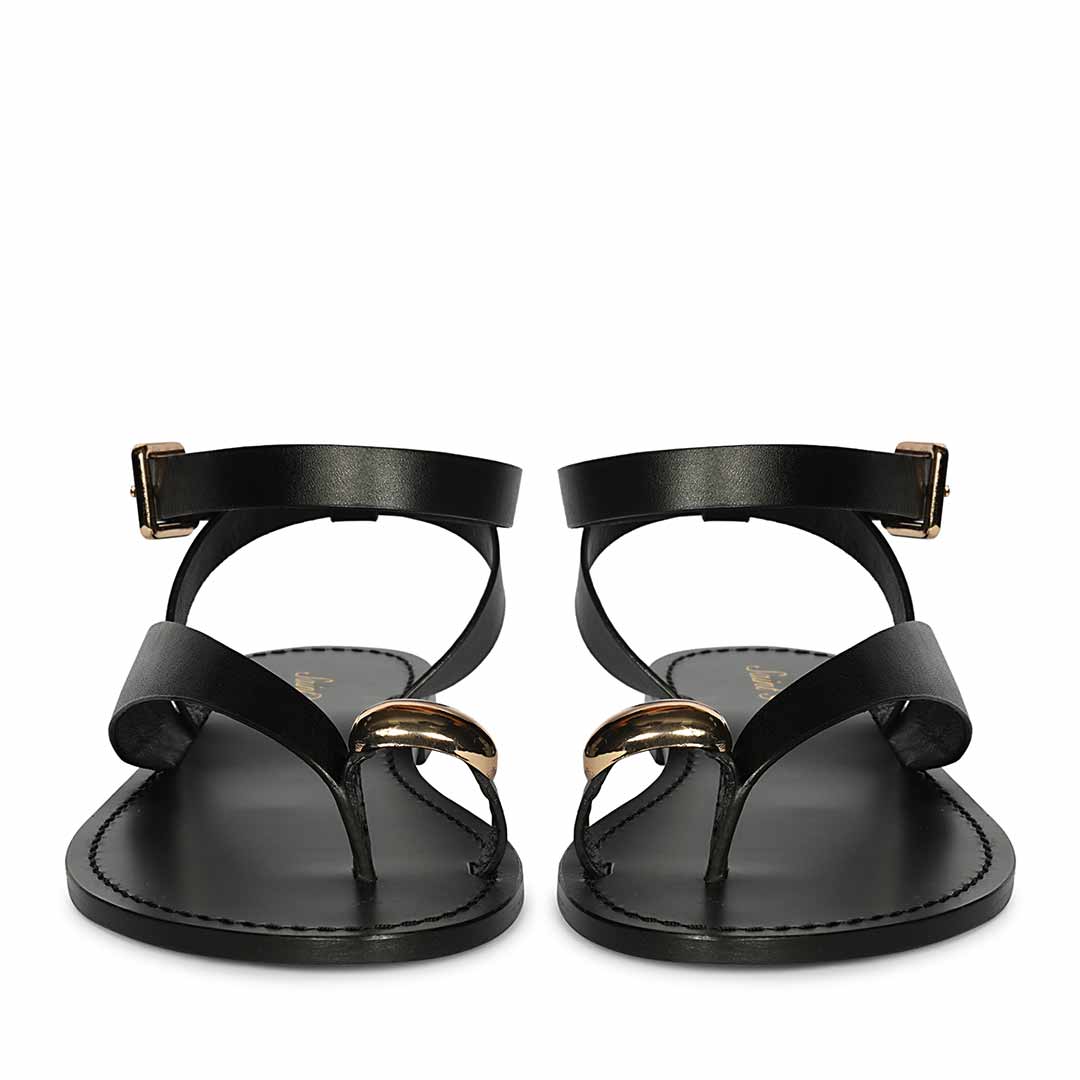 Saint Faye Black Leather Sandals