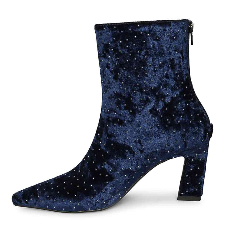 Saint Blue Leather High Ankle Boots