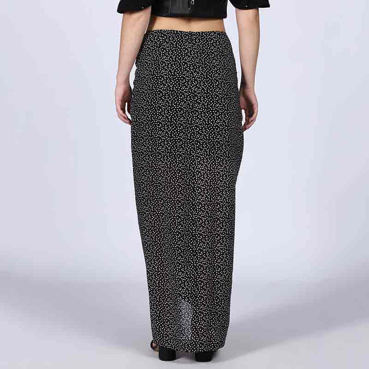 Saint Womens Black Georgette Draped Skirt