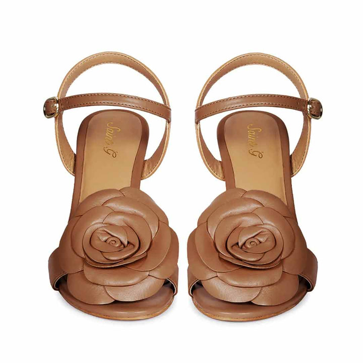 Saint Veronique Flower Embellished Cuoio Leather Stilettos