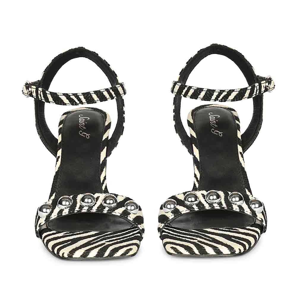 Saint Avery White Leopard Raffia High Block Heels
