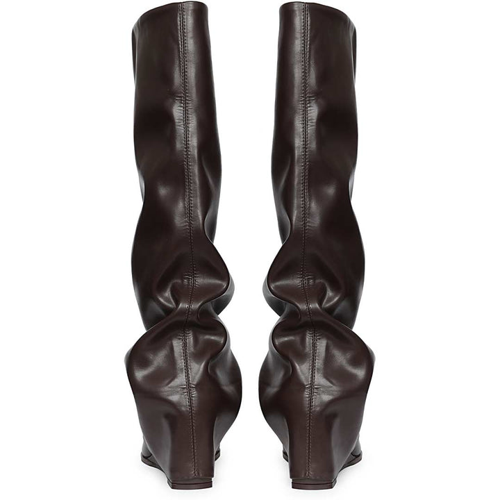 Saint Arlet Slouch Fold-Over Brown Wedge Knee-High Boots
