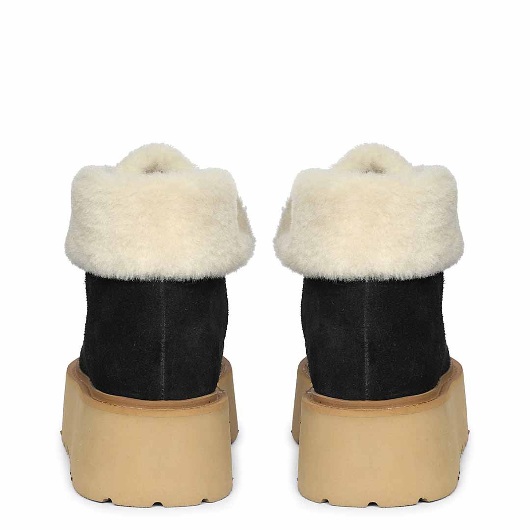 Saint Svaline Black Suede Leather Fur-Lined Platform Boots
