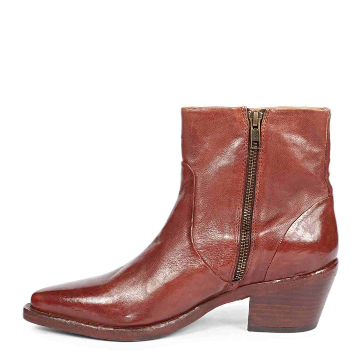 Saint Emelia Rust Leather Washed Ankle Boot