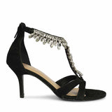Saint Celestia Stone Embellished Black Leather Stilettos