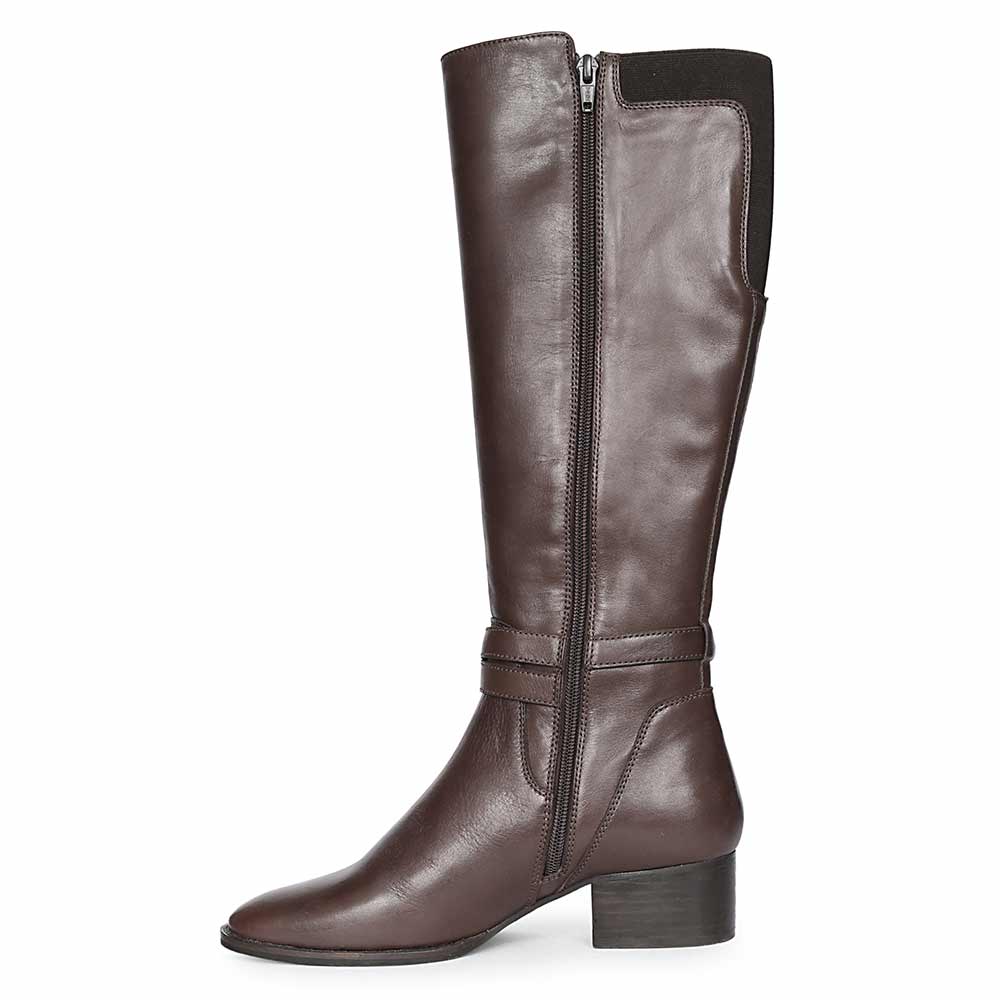 Saint Areti Gold Buckle Brown Leather Knee High Boots