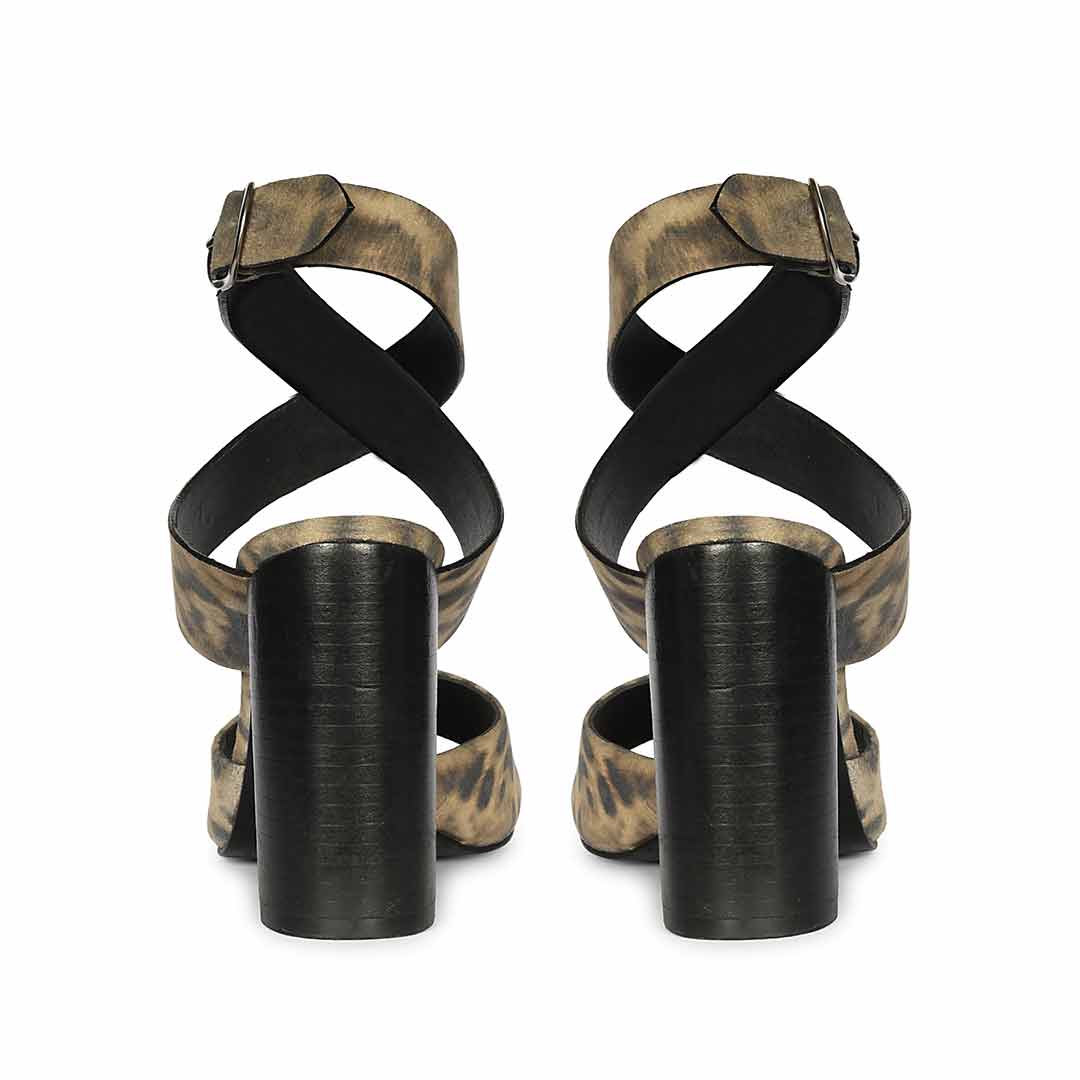 Saint Maelle Leopard Suede Leather Heels