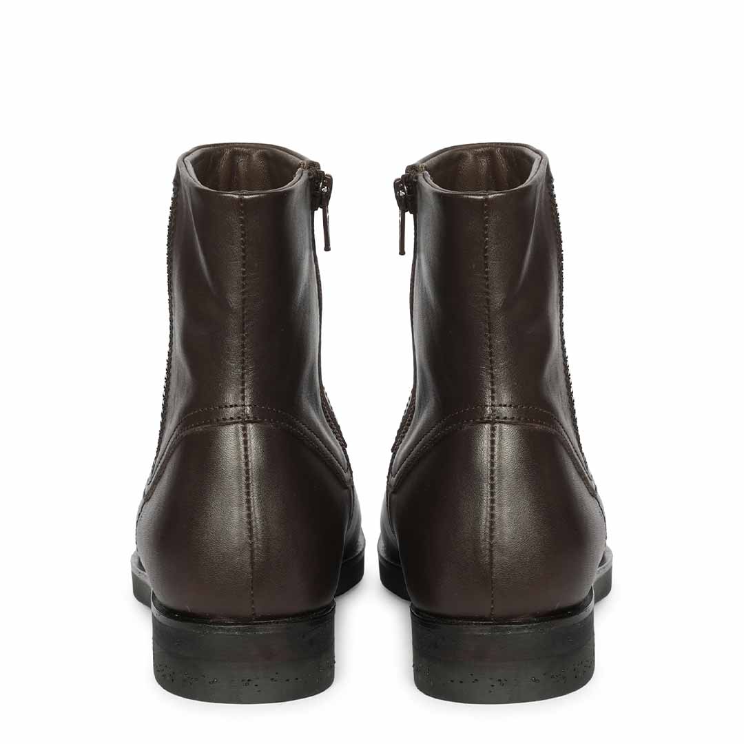 Saint Ryann Brown Leather Handcrafted  InSide Zippers Ankle Boots