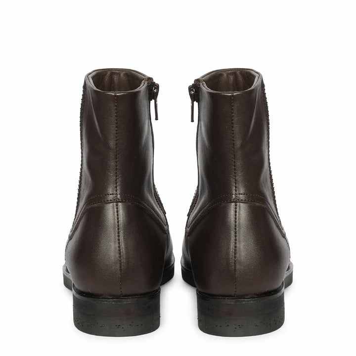 Saint Ryann Brown Leather Handcrafted  InSide Zippers Ankle Boots