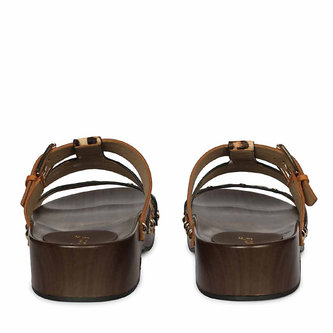 Saint Avely Embellished Brown Leather Platform Sandals
