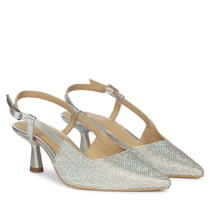 Saint Trinity Crystal Glimmer Silver Leather Pumps