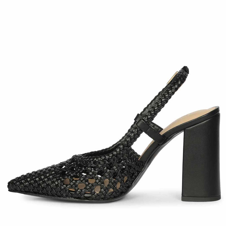 Saint Felicia Black Woven Block Heels