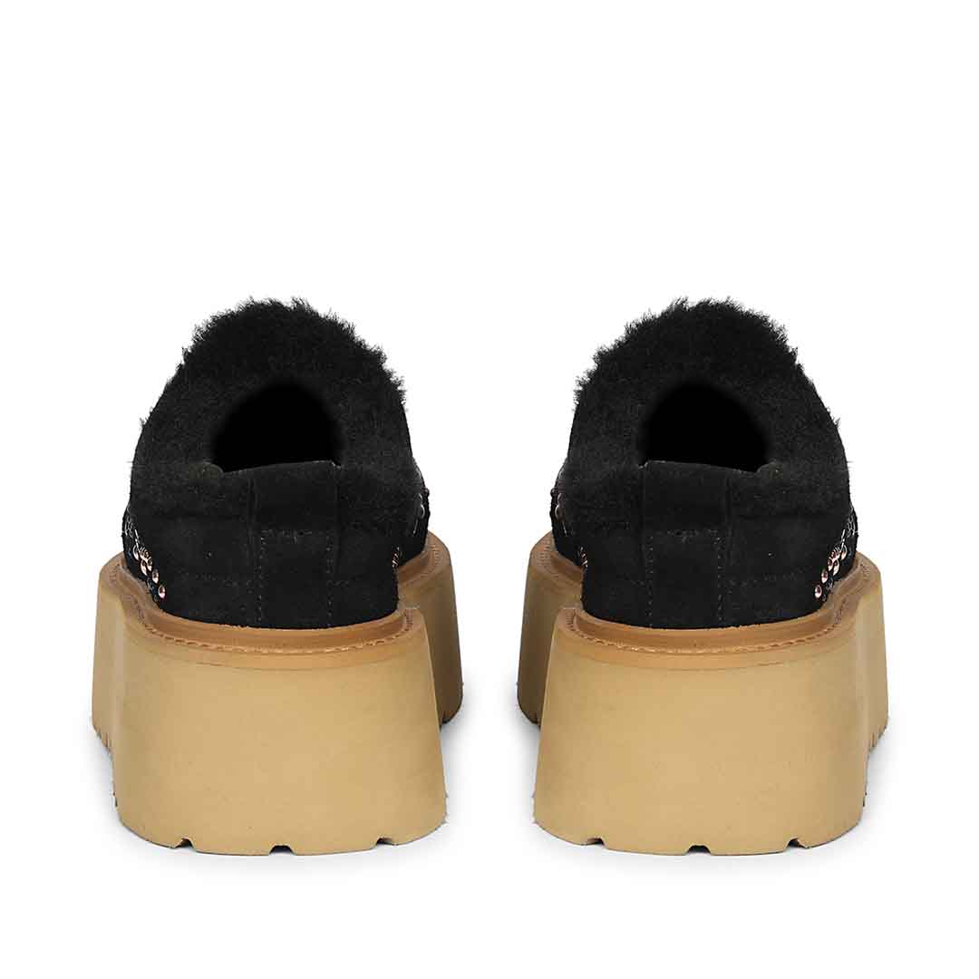 Saint Glaressa Studded Fur Platform Suede Leather Slip-Ons