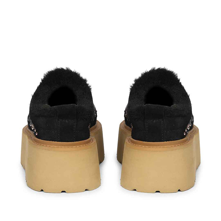Saint Glaressa Studded Fur Platform Suede Leather Slip-Ons