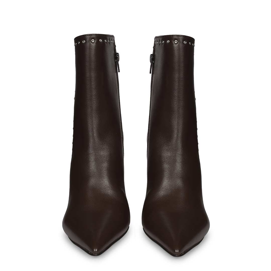 Saint Fia Brown Leather Block Heel Boots