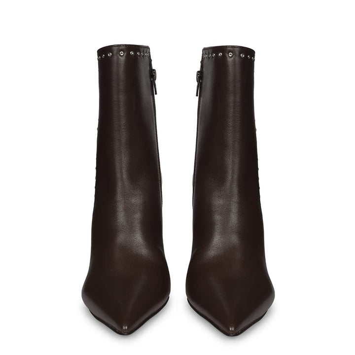 Saint Fia Brown Leather Block Heel Boots