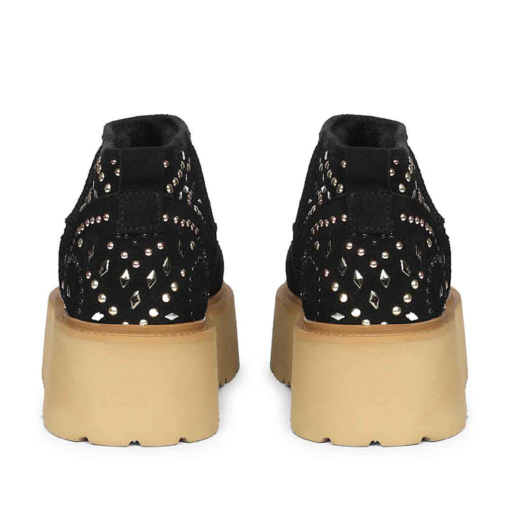 Saint Eislyn Studded Black Suede Leather Platform Boots
