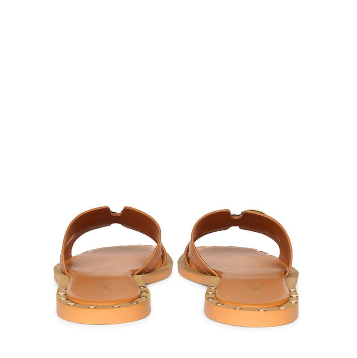 Saint Alaina Tan Leather Slides