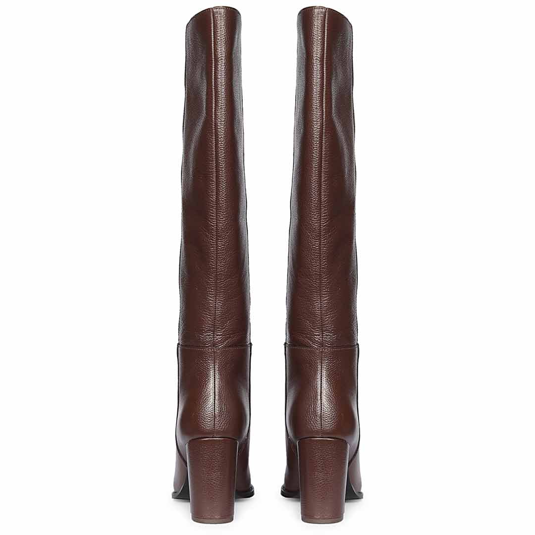 Saint Lia Brown Leather Knee High Slouch Boots