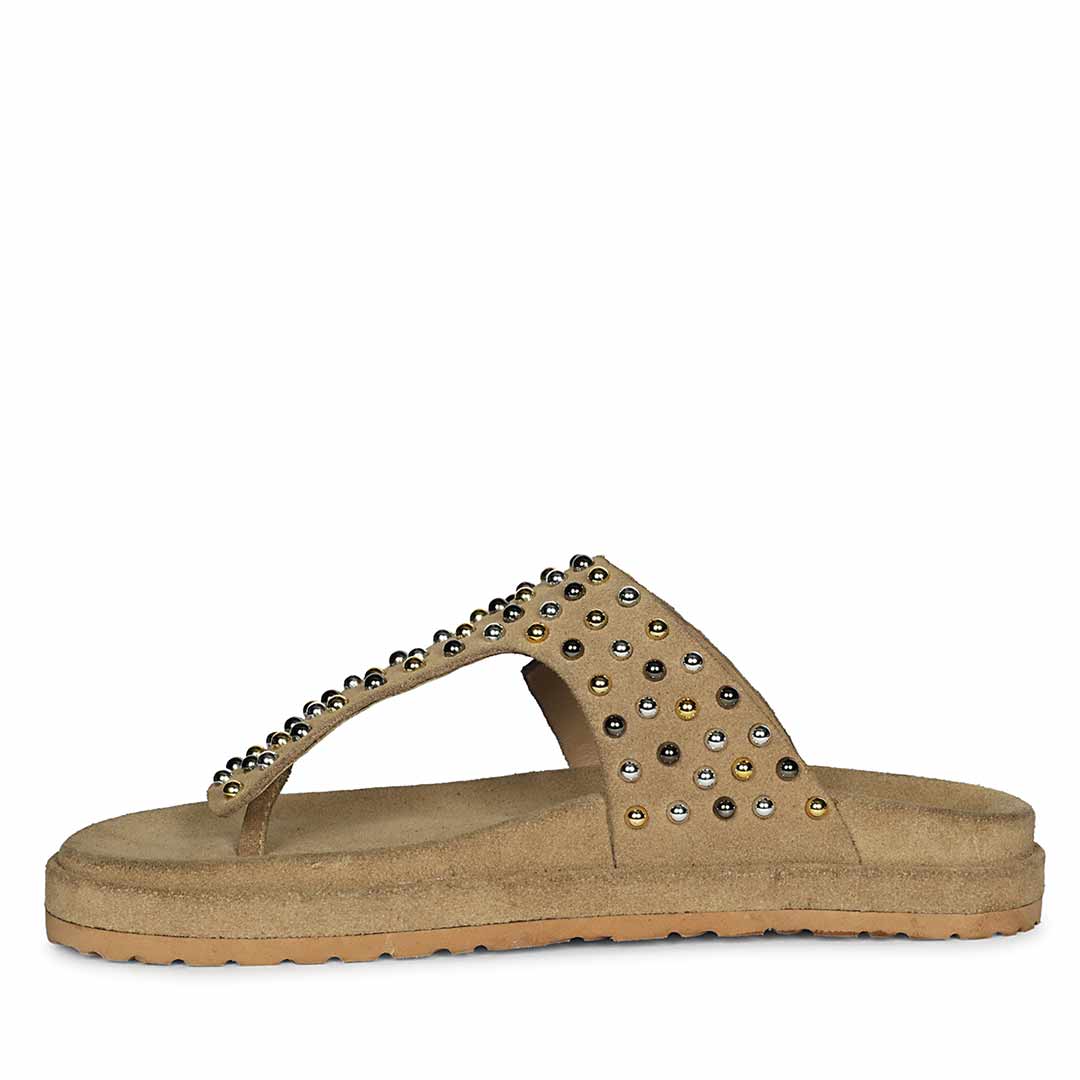 Saint Roma Studded Beige Footbed Sandals