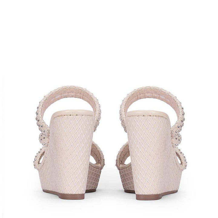 Saint Roxie Strass Cord Off White Wedges