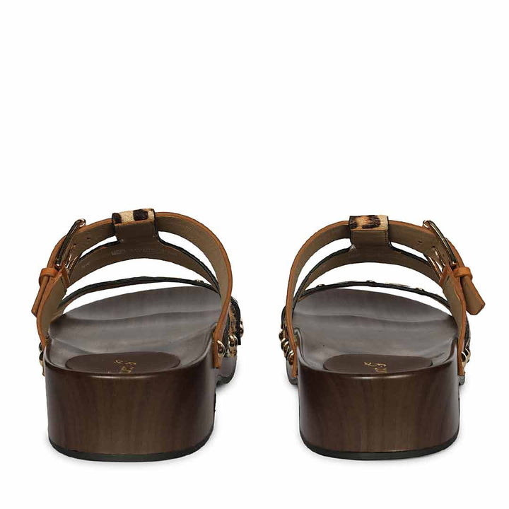 Saint Avely Embellished Brown Leather Platform Sandals