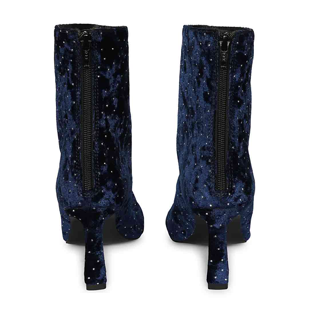 Saint Blue Leather High Ankle Boots