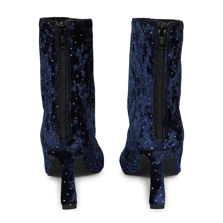 Saint Blue Leather High Ankle Boots