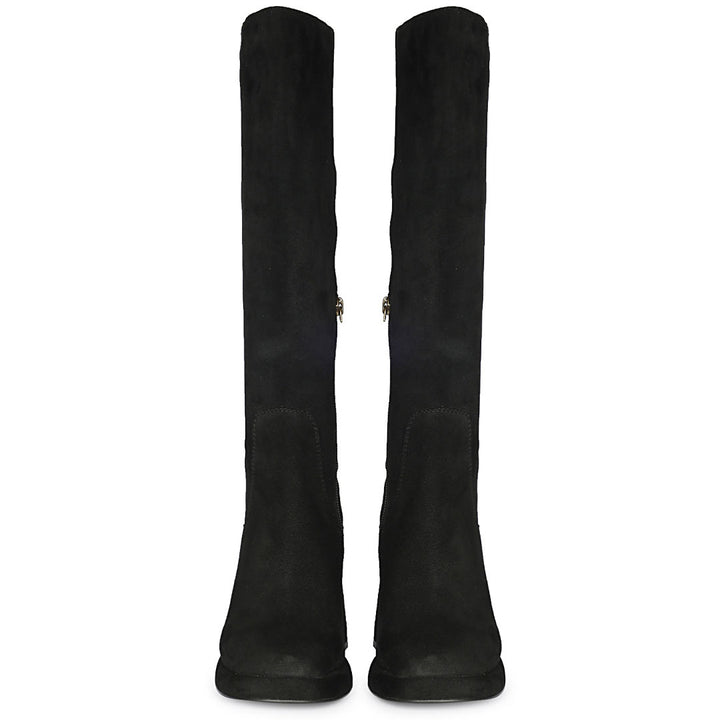 Saint Jolène Black Suede Harrod Patent Leather Long Boots