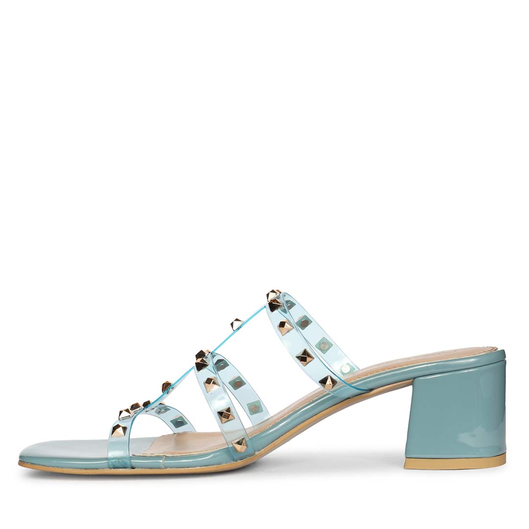 Gold Stud Detail Block Heels
