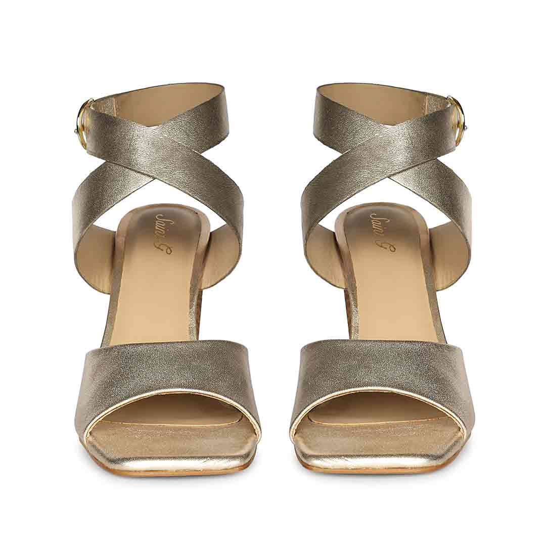 Saint Maelle Metallic Gold Leather Heels