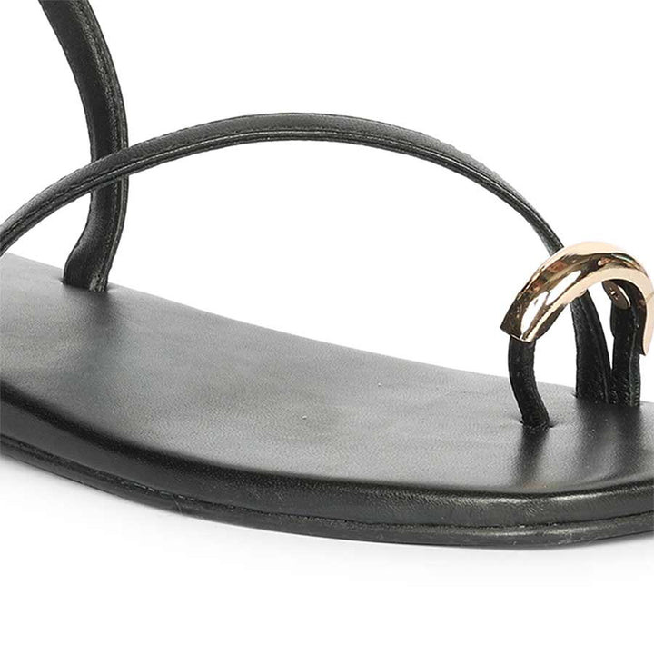 Elegant black leather sandals