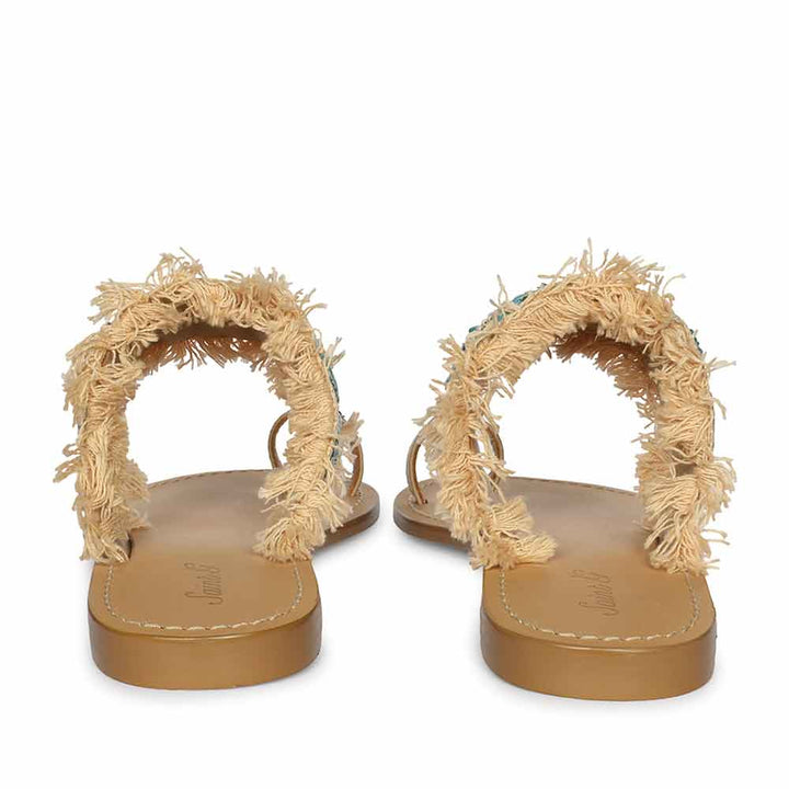 Saint Zuzu Turquoise Embroidered Leather Flats