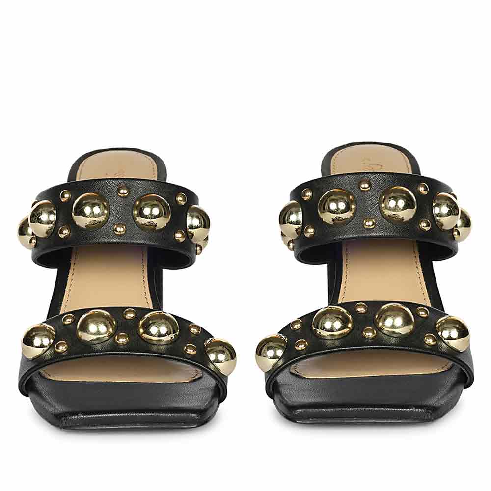 Saint Maelle Embellished Black Leather High Heels