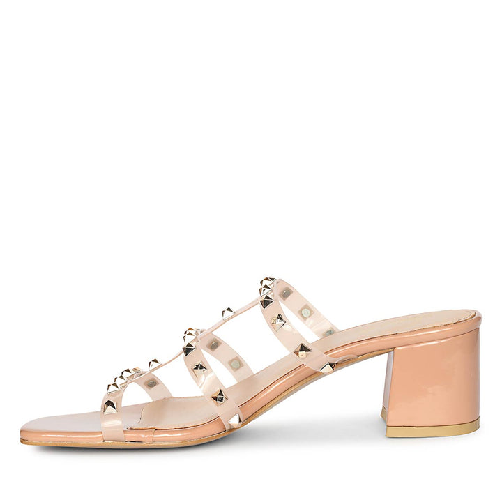 Blush Vegan Leather Stud Embellished Heels