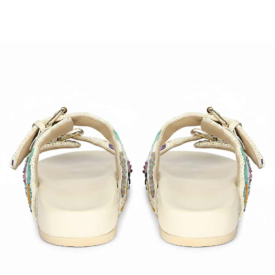Embroidered leather sandals for women
