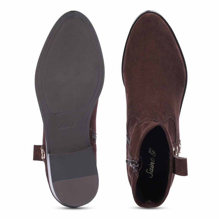 Saint Darcie Eyelets Brown Suede Leather Ankle Boots