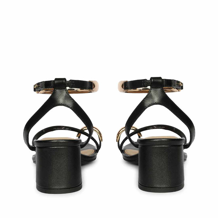 Saint Harlow Gold Trim Black Leather Block Heels