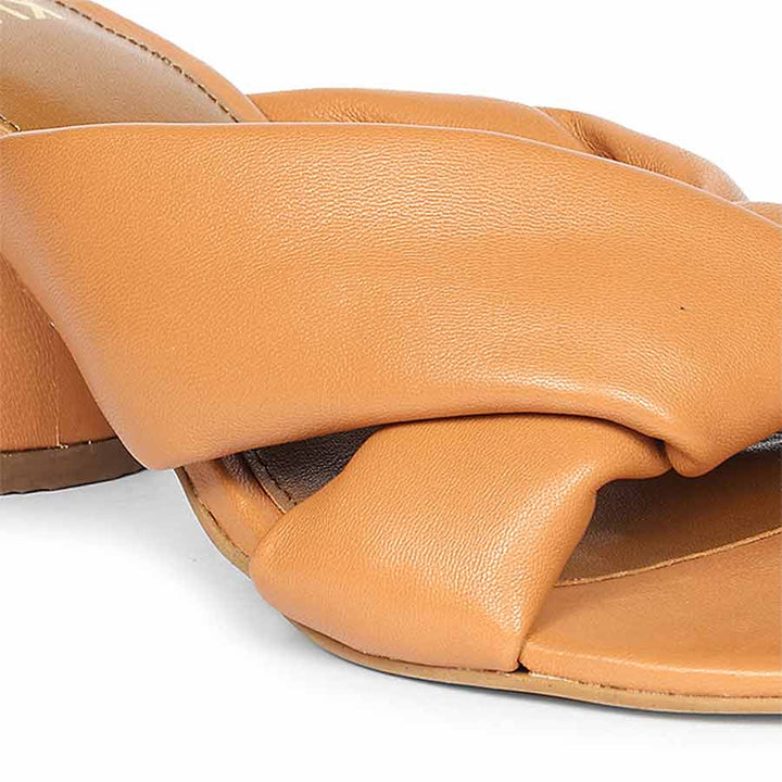 Saint Athena Tan Glove Leather Block Heels