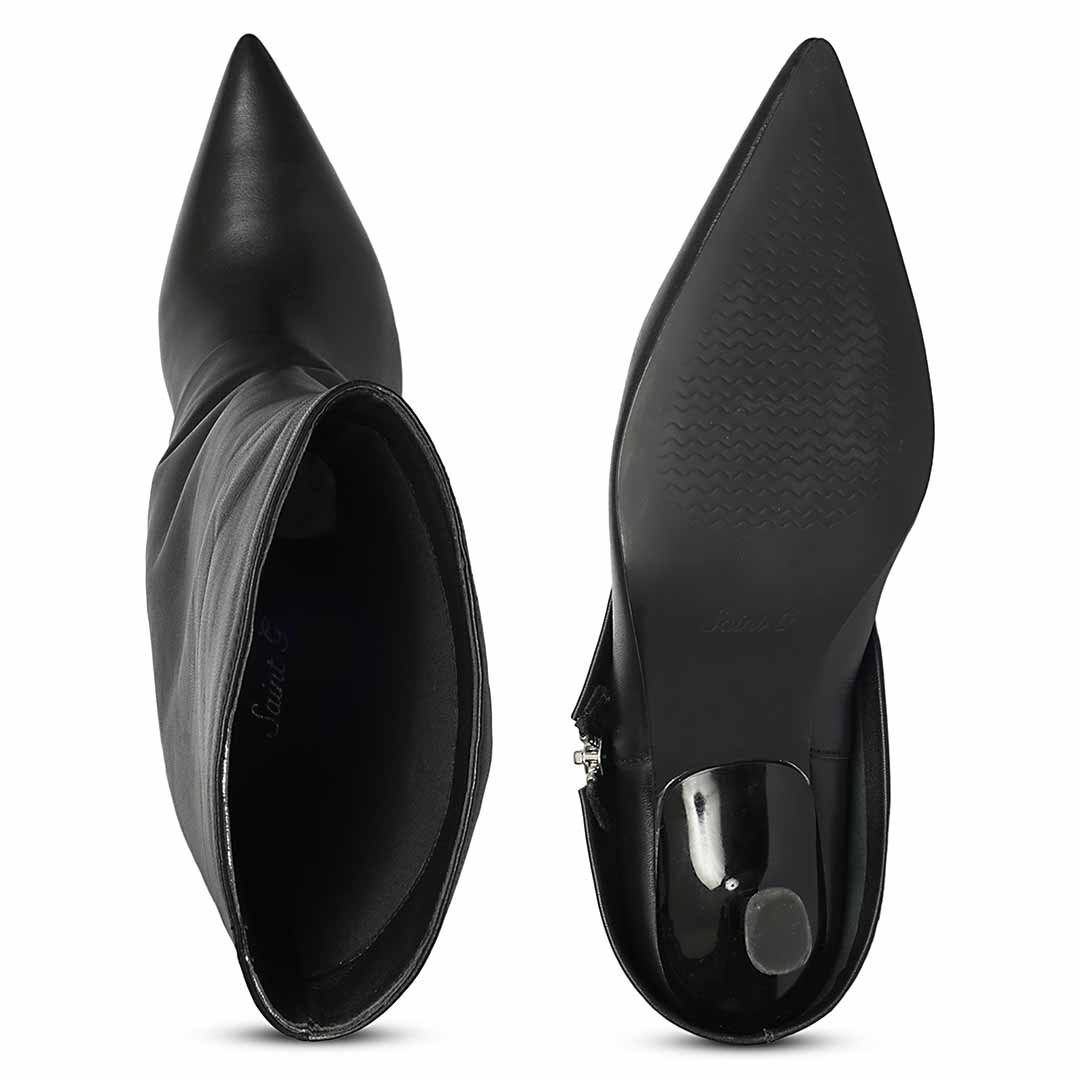 Saint Xiomara Fold-Over Black Leather Mid-Calf Boots