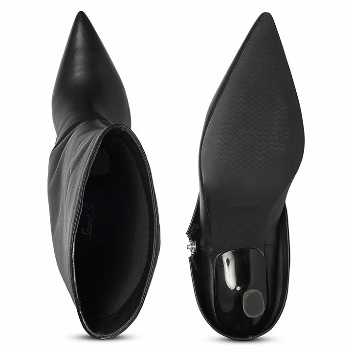 Saint Xiomara Fold-Over Black Leather Mid-Calf Boots