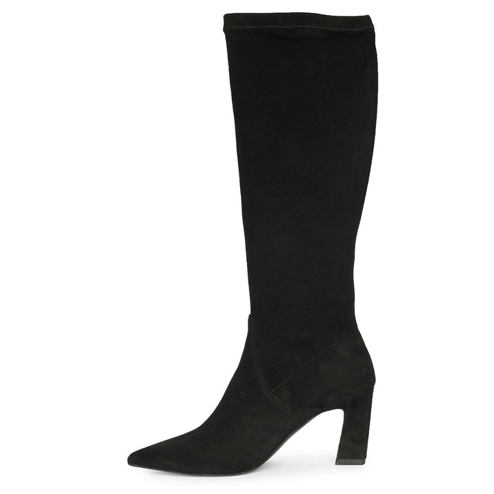 Saint Maren Black Stretch Suede Knee High Long Boots