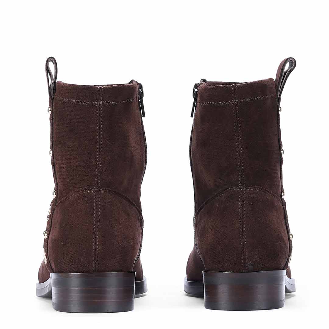 Saint Darcie Eyelets Brown Suede Leather Ankle Boots